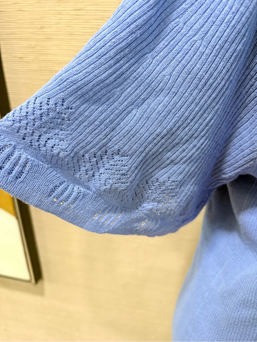 LOFT Periwinkle Ribbed V-Neck Top - Picture 3 of 4